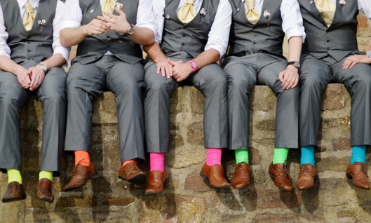 Colorful socks of groomsmen